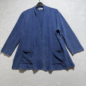 Jess & Jane Cardigan Women’s Size XL Blue Open Front 3/4 Sleeves Cotton